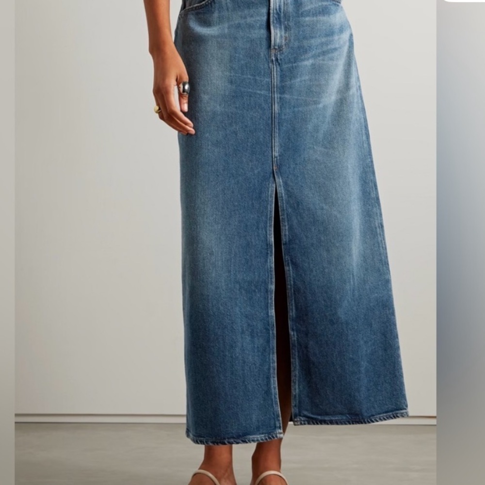 Agolde Blue Denim Maxi Skirt - Picture 2 of 7